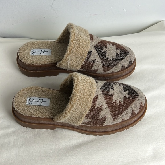 Jessica Simpson Shoes - Jessica Simpson Shearling Lined Mules Aztec Print
